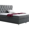Mobilier1 Lit continental Baltimore 112, Double, Gris, Tissu, Disponible Clearance