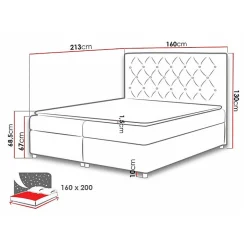 Mobilier1 Lit continental Baltimore 112, Double, Gris, Tissu, Disponible Clearance