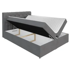 Mobilier1 Lit continental Baltimore 112, Double, Gris, Tissu, Disponible Clearance