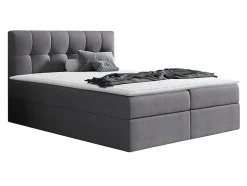 Mobilier1 Lit continental Baltimore 128, Unique, Gris, Tissu, Disponible