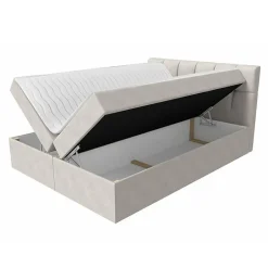 Mobilier1 Lit continental Baltimore 128, Unique, Gris, Tissu, Disponible