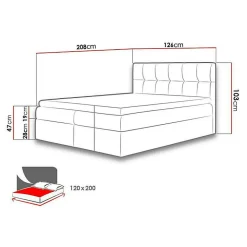 Mobilier1 Lit continental Baltimore 128, Unique, Gris, Tissu, Disponible