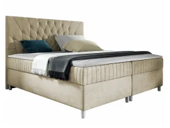 Mobilier1 Lit continental Baltimore 175, Double, Brun clair, Tissu, Disponible