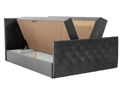 Mobilier1 Lit continental Baltimore 158, Double, Brun clair, Tissu, Disponible Clearance
