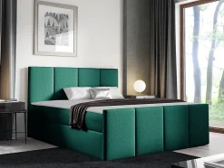 Mobilier1 Lit continental Baltimore 154, Double, Vert, Tissu, Disponible Sale