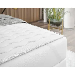 Mobilier1 Lit continental Baltimore 178, Unique, Vert, Tissu, Disponible Clearance