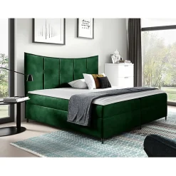 Mobilier1 Lit continental Baltimore 178, Unique, Vert, Tissu, Disponible Clearance