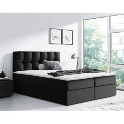 Mobilier1 Lit continental Baltimore 128, Unique, Gris, Faux cuir, Disponible Sale