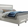 Mobilier1 Lit continental Baltimore 174, Double, Blanc, Faux cuir, Disponible