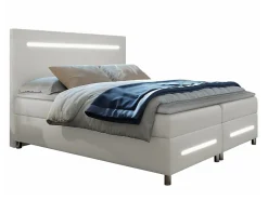 Mobilier1 Lit continental Baltimore 174, Double, Blanc, Faux cuir, Disponible