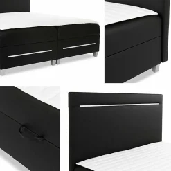 Mobilier1 Lit continental Baltimore 174, Double, Blanc, Faux cuir, Disponible