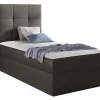 Mobilier1 Lit continental Baltimore 180, Unique, Gris, Faux cuir, Disponible