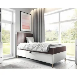 Mobilier1 Lit continental Baltimore 170, Unique, Pourpre, Faux cuir, Disponible