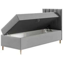 Mobilier1 Lit continental Baltimore 170, Unique, Gris, Faux cuir, Disponible