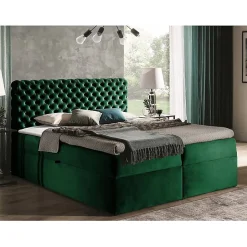Mobilier1 Lit continental Baltimore 148, Unique, Vert, Tissu, Disponible