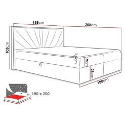 Mobilier1 Lit continental Baltimore 191, Double, Vert, Tissu, Disponible