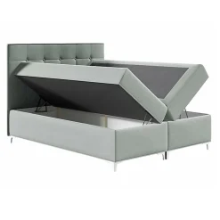 Mobilier1 Lit continental Baltimore 185, Unique, Gris, Tissu, Disponible