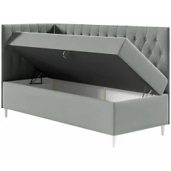 Mobilier1 Lit continental Baltimore 167, Unique, Gris, Faux cuir, Disponible Discount