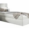Mobilier1 Lit continental Baltimore 179, Unique, Blanc, Faux cuir, Disponible