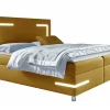 Mobilier1 Lit continental Baltimore 173, Double, Jaune, Tissu, Disponible
