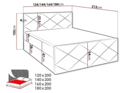 Mobilier1 Lit continental Baltimore 155, Double, Gris, Tissu, Disponible Discount