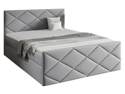Mobilier1 Lit continental Baltimore 155, Double, Gris, Tissu, Disponible Discount