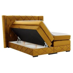 Mobilier1 Lit continental Baltimore 187, Double, Gris, Tissu, Disponible Best