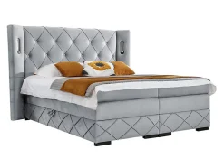 Mobilier1 Lit continental Baltimore 187, Double, Gris, Tissu, Disponible Best