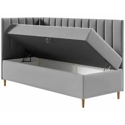 Mobilier1 Lit continental Baltimore 164, Unique, Rouge, Faux cuir, Disponible