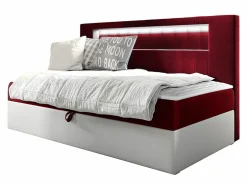 Mobilier1 Lit continental Baltimore 168, Unique, Rouge, Faux cuir, Disponible