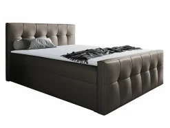 Mobilier1 Lit continental Baltimore 138, Double, Marron, Faux cuir, Disponible Sale