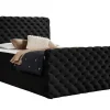 Mobilier1 Lit continental Baltimore 186, Double, Noir, Tissu, Disponible