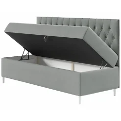Mobilier1 Lit continental Baltimore 166, Unique, Bleu, Faux cuir, Disponible