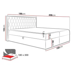 Mobilier1 Lit continental Baltimore 190, Double, Noir, Tissu, Disponible Hot