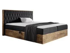 Mobilier1 Lit continental Baltimore 190, Double, Noir, Tissu, Disponible Hot