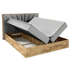 Mobilier1 Lit continental Baltimore 191, Double, Noir, Tissu, Disponible