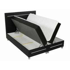 Mobilier1 Lit continental Baltimore 174, Double, Marron, Tissu, Disponible