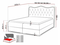 Mobilier1 Lit continental Baltimore 162, Double, Noir, Faux cuir, Disponible New