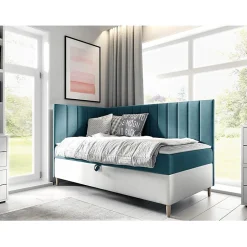 Mobilier1 Lit continental Baltimore 164, Unique, Turquoise, Faux cuir Sale