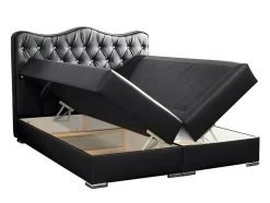 Mobilier1 Lit continental Baltimore 162, Double, Gris, Faux cuir, Disponible