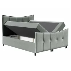 Mobilier1 Lit continental Baltimore 177, Double, Jaune, Tissu, Disponible
