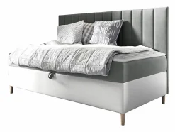 Mobilier1 Lit continental Baltimore 165, Unique, Gris, Faux cuir, Disponible Sale
