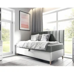 Mobilier1 Lit continental Baltimore 165, Unique, Gris, Faux cuir, Disponible Sale