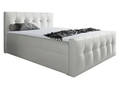 Mobilier1 Lit continental Baltimore 138, Double, Blanc, Faux cuir, Disponible