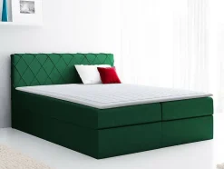 Mobilier1 Lit continental Baltimore 127, Unique, Vert, Tissu, Disponible Discount