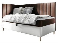 Mobilier1 Lit continental Baltimore 164, Unique, Marron, Faux cuir, Disponible