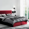Mobilier1 Lit continental Baltimore 126, Double, Rouge, Tissu, Disponible Outlet