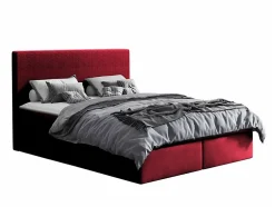 Mobilier1 Lit continental Baltimore 126, Double, Rouge, Tissu, Disponible Outlet