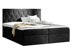 Mobilier1 Lit continental Baltimore 159, Double, Noir, Tissu, Disponible Discount