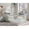 Mobilier1 Lit continental Baltimore 179, Unique, Brun clair, Faux cuir Outlet